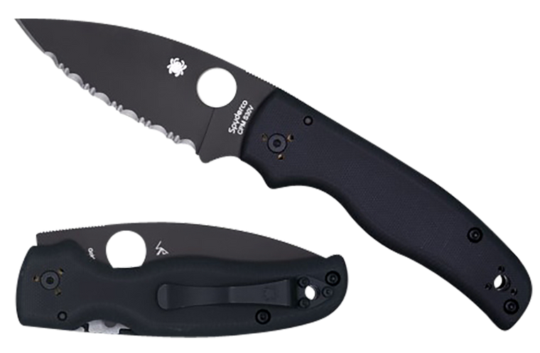 Spyderco C229GSBK Shaman  3.58" Folding Serrated Black DLC CPM S30V SS Blade/Black Textured G10 Handle Includes Pocket Clip                                                                             