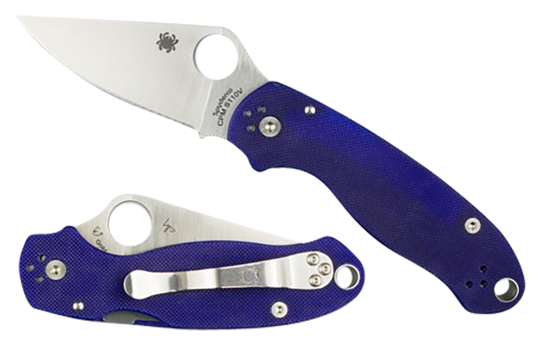 Spyderco C223GPDBL Para 3  2.95" Folding Plain Satin CPM S110V Blade/Dark Blue Textured G10 Handle Includes Pocket Clip                                                                                 