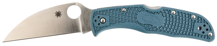 Spyderco C243FPWK390 Endela Lightweight 3.42" Folding Wharncliffe Plain Stonewashed K390 Steel Blade/ Blue Textured w/Silver Liner & Accents FRN Handle                                                 