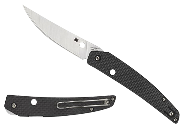 Spyderco C242CFP Ikuchi  3.26" Folding Plain CPM S30V SS Blade/Black Textured Carbon Fiber/G10 Handle Includes Pocket Clip                                                                              