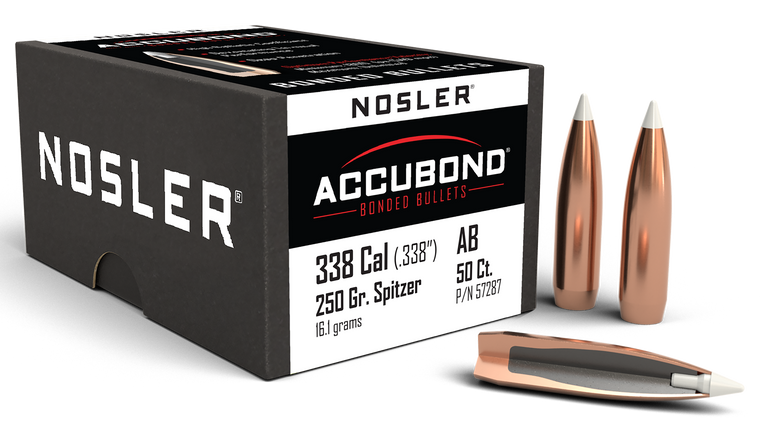 Nosler 57287 AccuBond  338Cal 250gr Spitzer Point 50/Box                                                                                                                                                