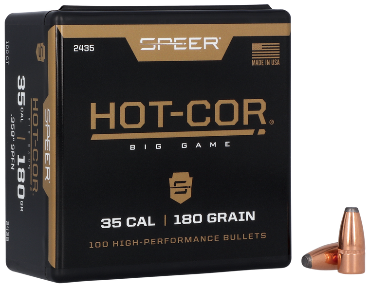 Speer 2435 Hot-Cor  35Cal 180gr Spitzer Soft Point 100 Per Box/5 Case                                                                                                                                   