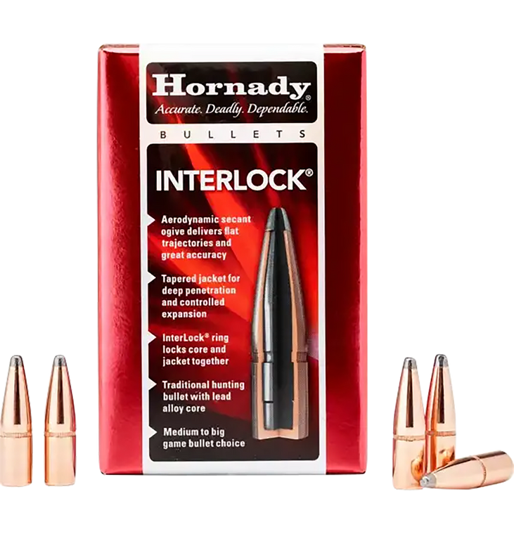Hornady 3072 InterLock  30 Cal .308 180 gr Boat Tail Spire Point 100 Per Box/ 15 Case                                                                                                                   