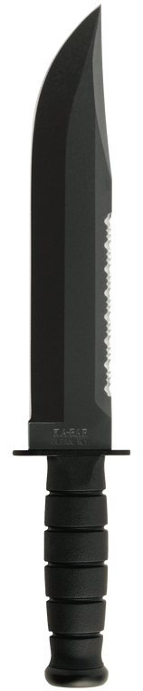 Ka-Bar 2211 Big Brother  9.38" Fixed Top Serrated/Bottom Straight Plain Black 1095 Cro-Van Blade, Black Kraton G Handle, Includes Sheath                                                                