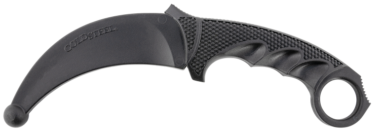 Cold Steel CS92R49 Karambit Rubber Trainer 4" Fixed Plain Black Santoprene Blade/Black Deep Checkered w/Ring Pommel Santoprene Handle                                                                   