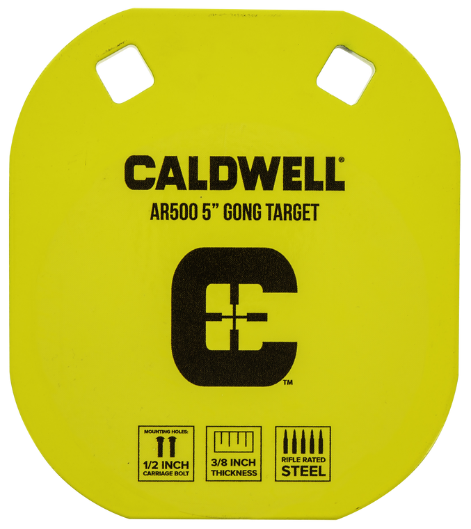 Caldwell 1116700 Gong  5" Yellow AR500 Steel 0.38" Thick Hanging                                                                                                                                        