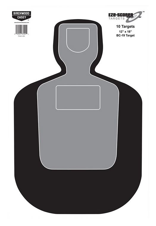 Birchwood Casey 37201 EZE-Scorer BC-19 Silhouette Paper Hanging Universal 12" x 18" Black/Gray/White 10 Pk.                                                                                             
