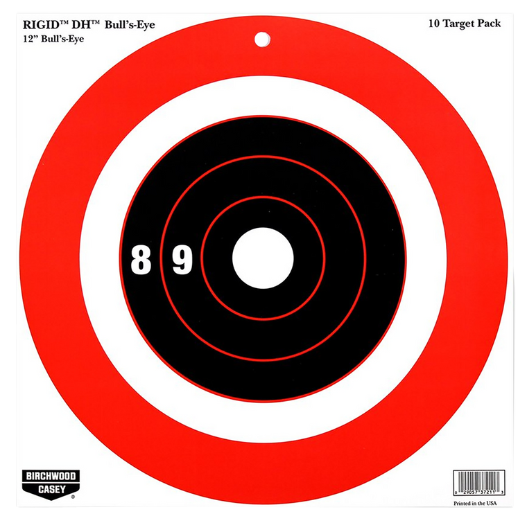Birchwood Casey 37211 Rigid DH Bullseye Tagboard Hanging 12" x 12" Black/Orange 10 Pk.                                                                                                                  