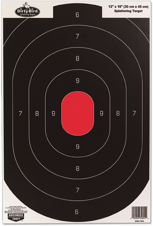 Birchwood Casey 35608 Dirty Bird  Silhouette Tagboard Hanging Pistol 12" x 18" Black/White Impact Splatter 8 Per Pkg                                                                                    