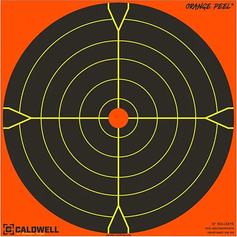 Caldwell 1166108 Orange Peel  Self-Adhesive Paper Black/Orange 5.50" Bullseye 25 Pack                                                                                                                   