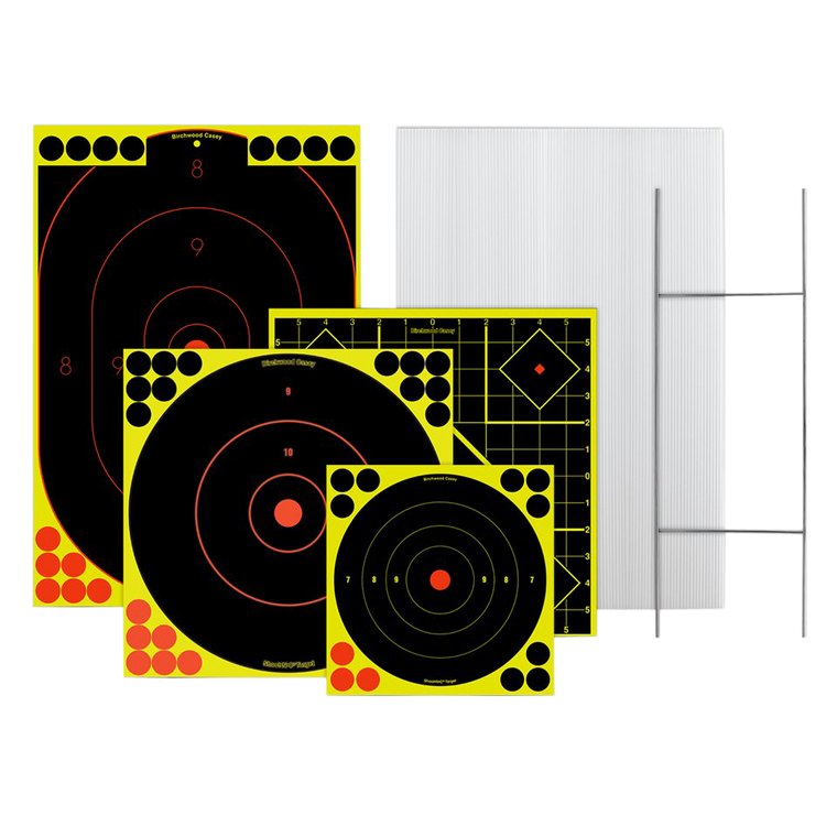 Birchwood Casey 38102 Sharpshooter Stand & Target Kit Standing Paper Black/Yellow 1 Frame/4 Targets                                                                                                     