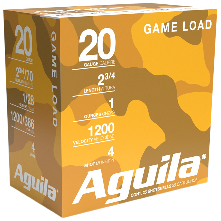 Aguila 1CHB2004 Birdshot High Velocity 20Gauge 2.75" 1oz 4Shot 25 Per Box/10 Case                                                                                                                       