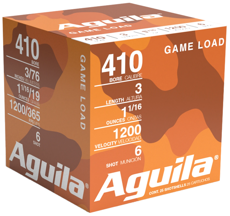 Aguila 1CHB4126 Birdshot Standard Velocity 410Gauge 3" 11/16oz 6Shot 25 Per Box/20 Case                                                                                                                 
