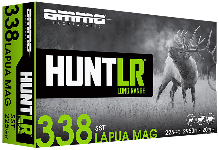 Ammo Inc 338LM225STA20 Hunt Long Range 338Lapua Mag 225gr Super Shock Tip 20 Per Box/10 Case                                                                                                            