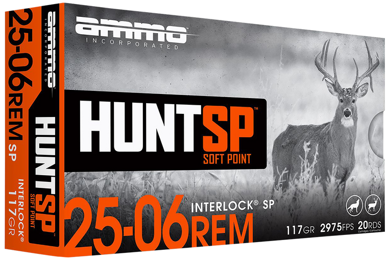 Ammo Inc 2506117SPA20 Hunt  25-06Rem 117gr Soft Point 20 Per Box/10 Case                                                                                                                                