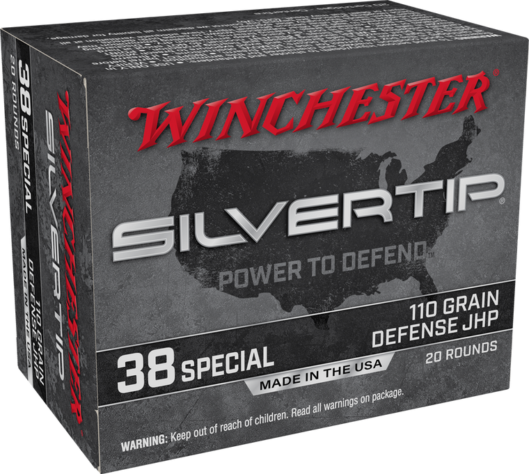 Winchester Ammo W38ST Silvertip  38Special 110gr Silvertip Jacket Hollow Point 20 Per Box/10 Case                                                                                                       