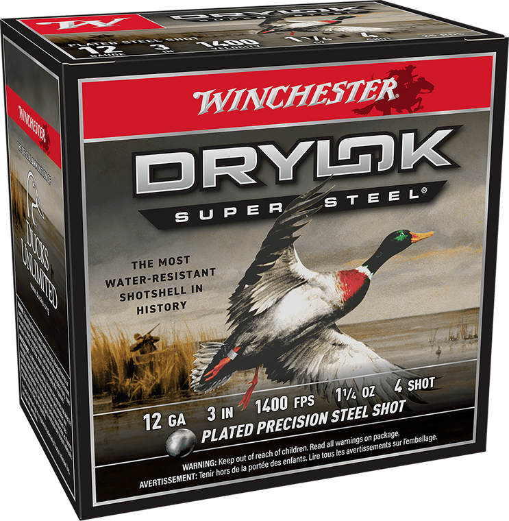 Winchester Ammo XSV1234 Drylok Super Steel Magnum 12Gauge 3" 1 1/4oz 4Shot 25 Per Box/10 Case                                                                                                           