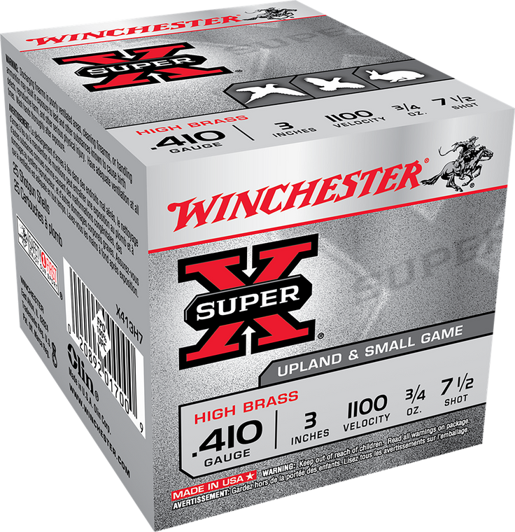Winchester Ammo X413H7 Super X Heavy Game Load High Brass 410Gauge 3" 3/4oz 7.5Shot 25 Per Box/10 Case                                                                                                  
