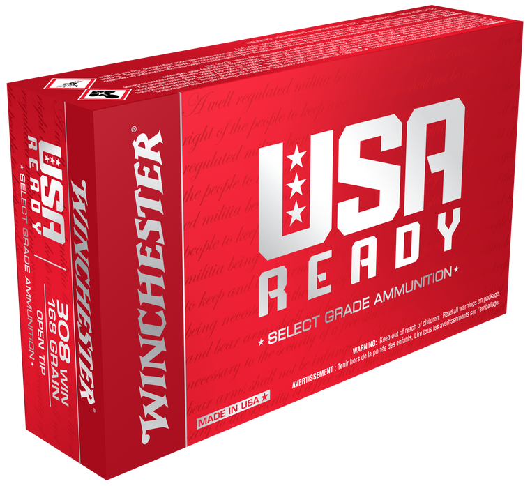 Winchester Ammo RED308 USA Ready  308Win 168gr Open Tip Range 20 Per Box/10 Case                                                                                                                        