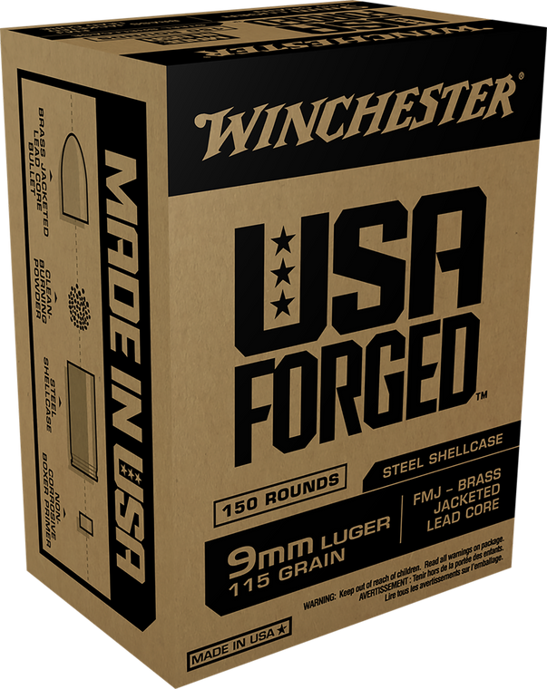 Winchester Ammo WIN9S USA Forged 9mmLuger 115gr Full Metal Jacket 150 Per Box/5 Case                                                                                                                    