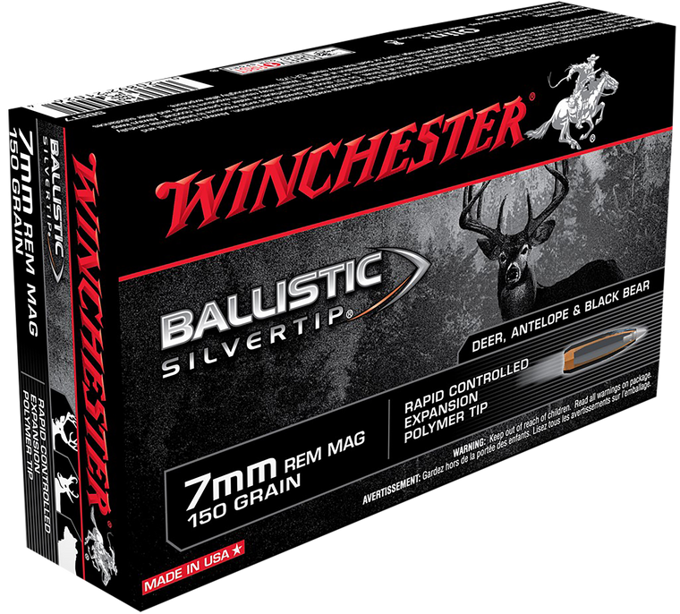 Winchester Ammo SBST7 Ballistic Silvertip  7mmRemMag 150gr Rapid Controlled Expansion Polymer Tip 20 Per Box/10 Case                                                                                    