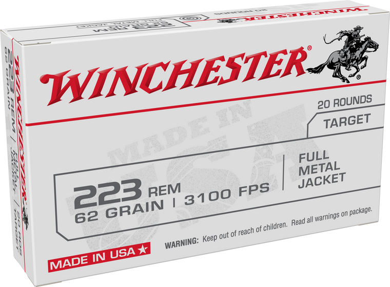 Winchester Ammo W223FMJ62 USA  223Rem 62gr Full Metal Jacket 20 Per Box/50 Case                                                                                                                         