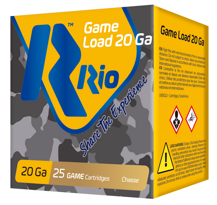 Rio Ammunition RC208 Game Load  20Gauge 2.75" 1oz 8Shot 25 Per Box/10 Case                                                                                                                              