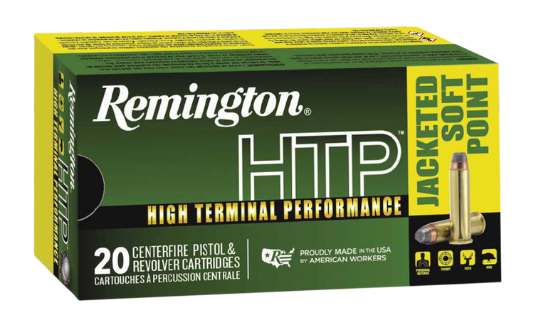 Remington Ammunition 23002 HTP  44RemMag 240gr Jacketed Soft Point 20 Per Box/25 Case                                                                                                                   