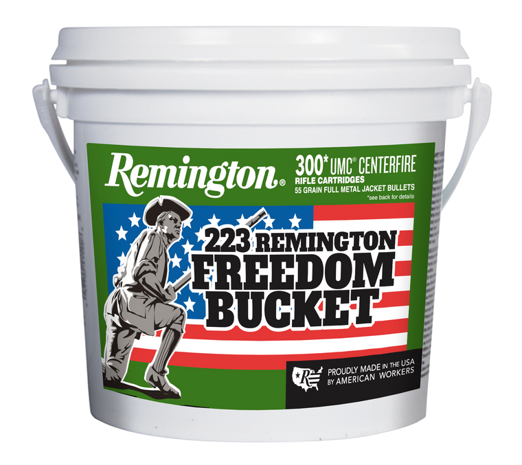 Remington Ammunition 23897 UMC Freedom Bucket 223Rem 55gr Full Metal Jacket 300 Per Box/4 Case                                                                                                          