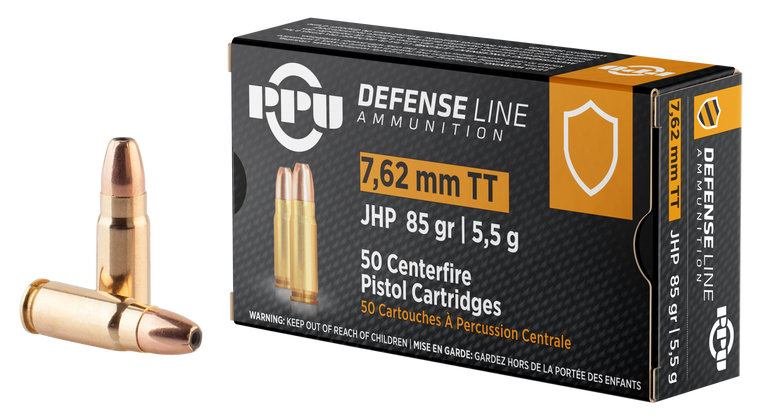 PPU PPD7T Defense  7.62x25mmTokarev 85gr Jacketed Hollow Point 50 Per Box/10 Case                                                                                                                       