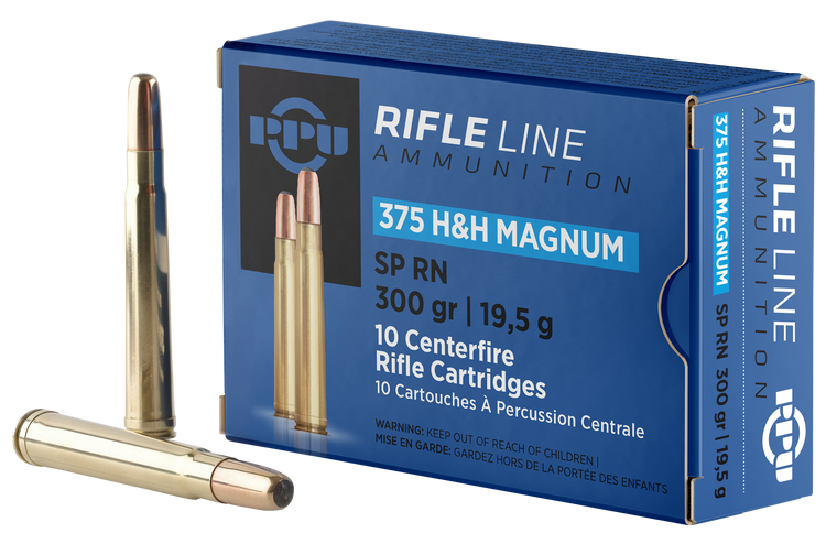 PPU PP375S Standard Rifle  375H&HMag 300gr Soft Point Round Nose 10 Per Box/20 Case                                                                                                                     