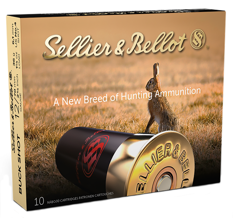 Sellier & Bellot SB12BSD Hunting  12Gauge 2.75" 27Pellets 1 1/4oz 4Buck Shot 10 Box/25 Case                                                                                                             