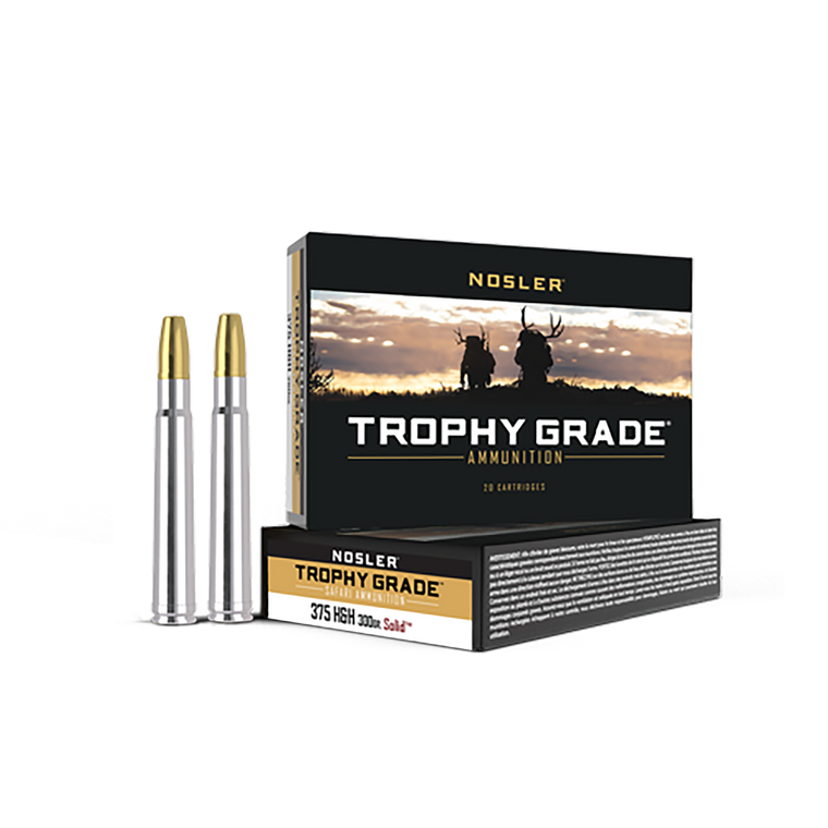 Nosler 40608 Trophy Grade Safari  375H&HMag 300gr Nosler Solid 20 Per Box/10 Case                                                                                                                       