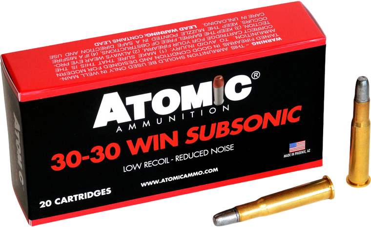 Atomic Ammunition 00410  Subsonic 30-30Win 165gr Lead Round Nose Flat Point 20 Per Box/10 Case                                                                                                          
