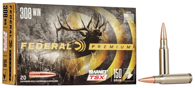 Federal P308V Premium  308Win 150gr Barnes TSX 20 Per Box/10 Case                                                                                                                                       
