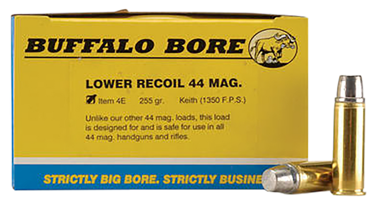 Buffalo Bore Ammunition 4E20 Low Recoil Strictly Business 44Rem Mag 255gr Hard Cast 20 Per Box/12 Case                                                                                                  