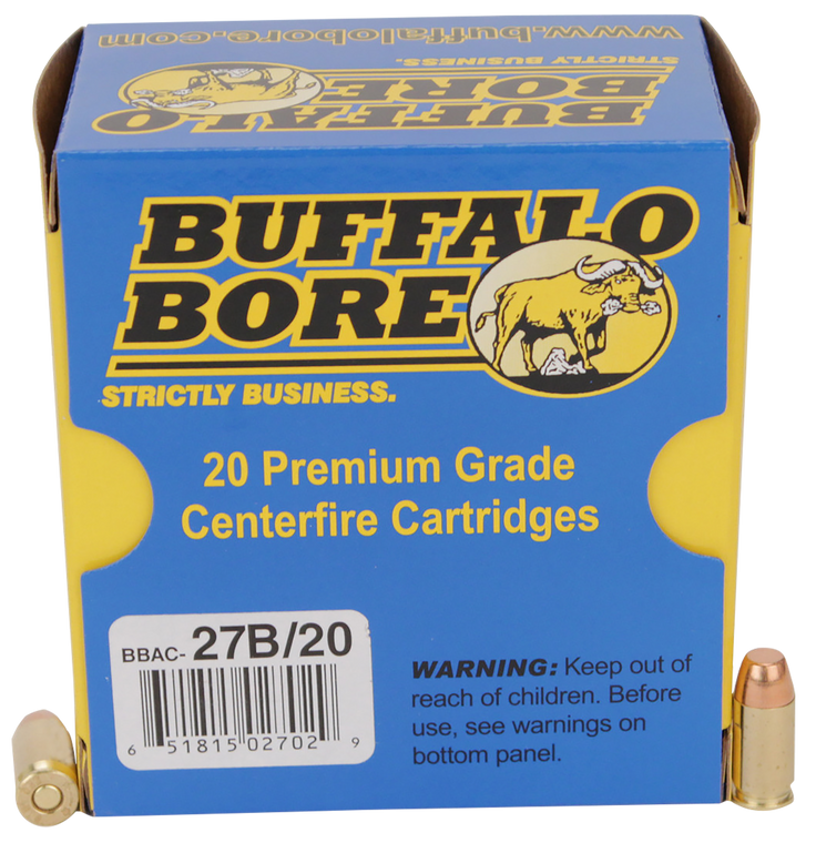 Buffalo Bore Ammunition 27B20 Personal Defense Strictly Business 380ACP +P 95gr Full Metal Jacket Flat Nose 20 Per Box/12 Case                                                                          