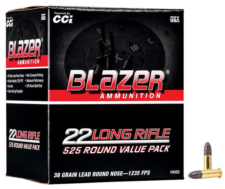 CCI 10022 Blazer Rimfire 22LR 38gr Lead Round Nose 525 Per Box/10 Case                                                                                                                                  