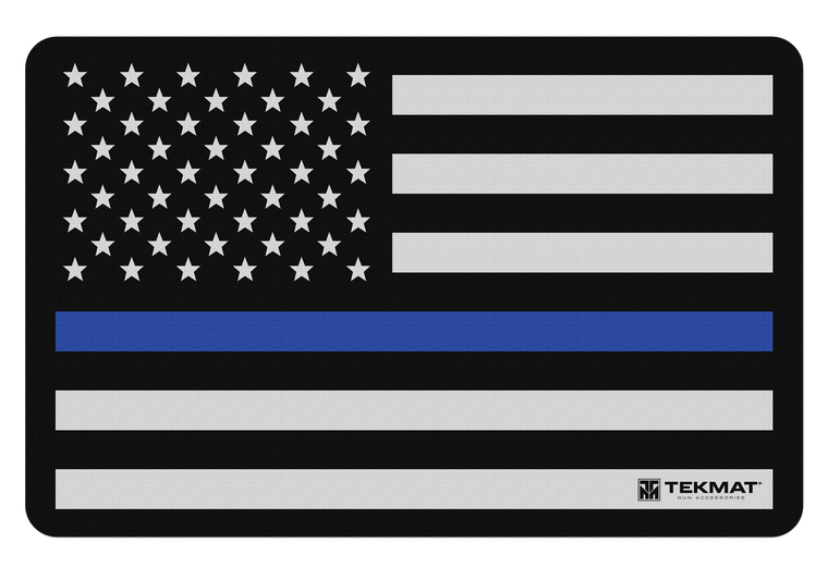 TekMat TEKR17POLICE Police Support Cleaning Mat Blue Line Flag 11" x 17"                                                                                                                                
