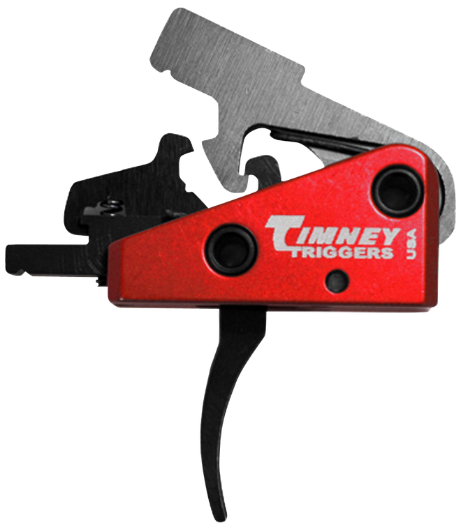 Timney Triggers 662S Targa Short Trigger  Two-Stage Curved Trigger with 2 lbs Draw Weight & Black/Red Finish for AR-Platform                                                                            