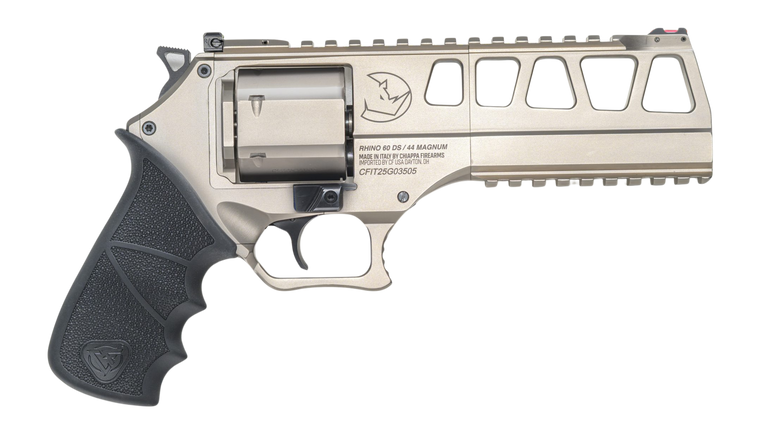 Chiappa Firearms 340351 60DS L Frame 44 Mag 6 Shot 6" Nickel Steel Barrel & Cylinder, Nickel Alloy Frame, Black Hogue Rubber Grip                                                                       
