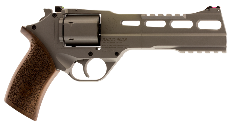 Chiappa Firearms CF340249 Rhino 60SAR *CA Compliant 357 Mag 6 Shot 6" Nickel-Plated Steel Barrel & Cylinder, Nickel-Plated Aluminum Frame & Barrel Shroud, Picatinny Rails, Walnut Grip                 