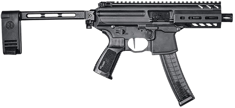 Sig Sauer PMPX4B9 MPX K  9mm Luger Caliber with 4.50" Barrel, 30+1 Capacity, Black Hard Coat Anodized Metal Finish, Folding Pivoting Contour Brace Stock & Black Polymer Grip Right Hand                