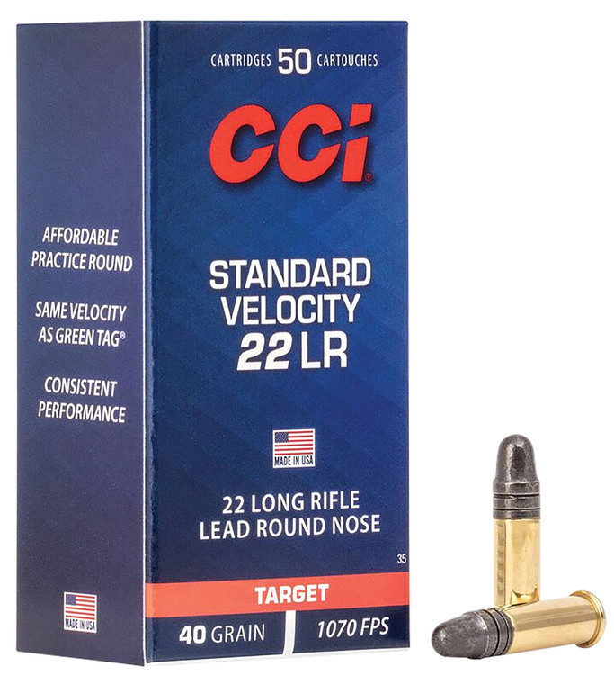 CCI Standard Velocity .22 LR 40-Grain 50-Rounds Brass Casings LRN Projectiles