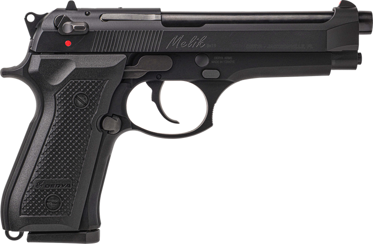 Derya Firearms 10LMELIK9TR Melik  9mm Luger 10+1 4.90" Black Melonite Steel Barrel, Black Melonite Serrated Steel Slide,  Black Aluminum Frame, Black Polymer Grip                                      