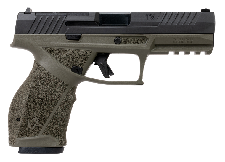 Taurus  TX 9  Full Size 9mm Luger 17+1 4.50" Black Barrel, OD Green Alloy Steel Optic Ready/Serrated Slide, Black Stainless Steel Frame w/Picatinny Rail, Interchangeable Backstrap Grip                