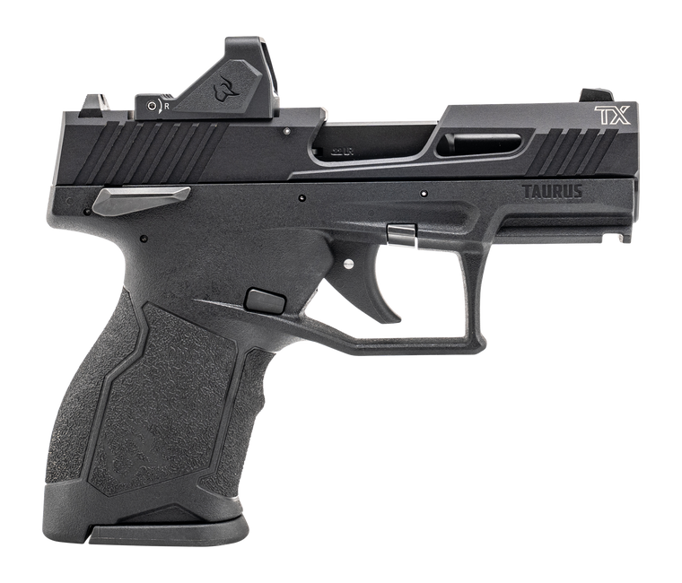 Taurus 1-TX22131-10RD TX22 w/Optic Compact 22 LR 10+1 3.60" Matte Black Barrel, Black Hard Coat Anodized Serrated w/Optic Slide, Black Polymer Frame w/Accessory Rail, Textured Grip, Viridian RFX-11 Gr