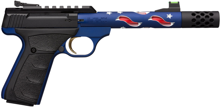 Browning 051572490 Buck Mark Plus SR 22 LR 5.87" Vision MB 10+1 Blue Anodized Matte Black Aluminum Slide Black Ultragrip FX Grip (Americana Themed)                                                     