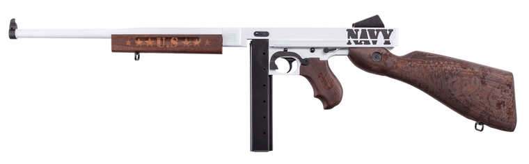 Auto Ordnance 250th Anniversary Navy Thompson, .45 ACP, 16.50" Barrel, 30 Rds, Arctic White and Savage Stainless Cerakote