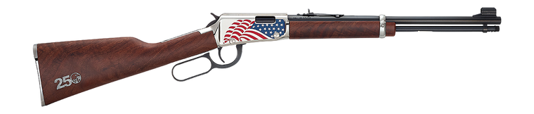 Henry H001Y250 America's 250th Anniversary Tribute Edition Youth 22 S/L/LR 13/14/18+1 16.50" Blued Octagon Barrel, Polished Nickel Plating Hardened Brass Grooved Receiver, American Walnut Straight Gri